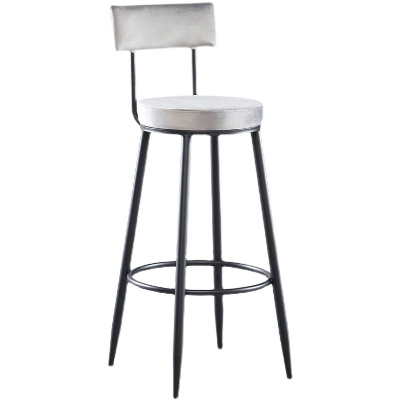 Industrial Metal Footrest Bar Chair Round Upholstered Bar Stool