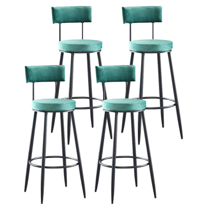 Industrial Metal Footrest Bar Chair Round Upholstered Bar Stool
