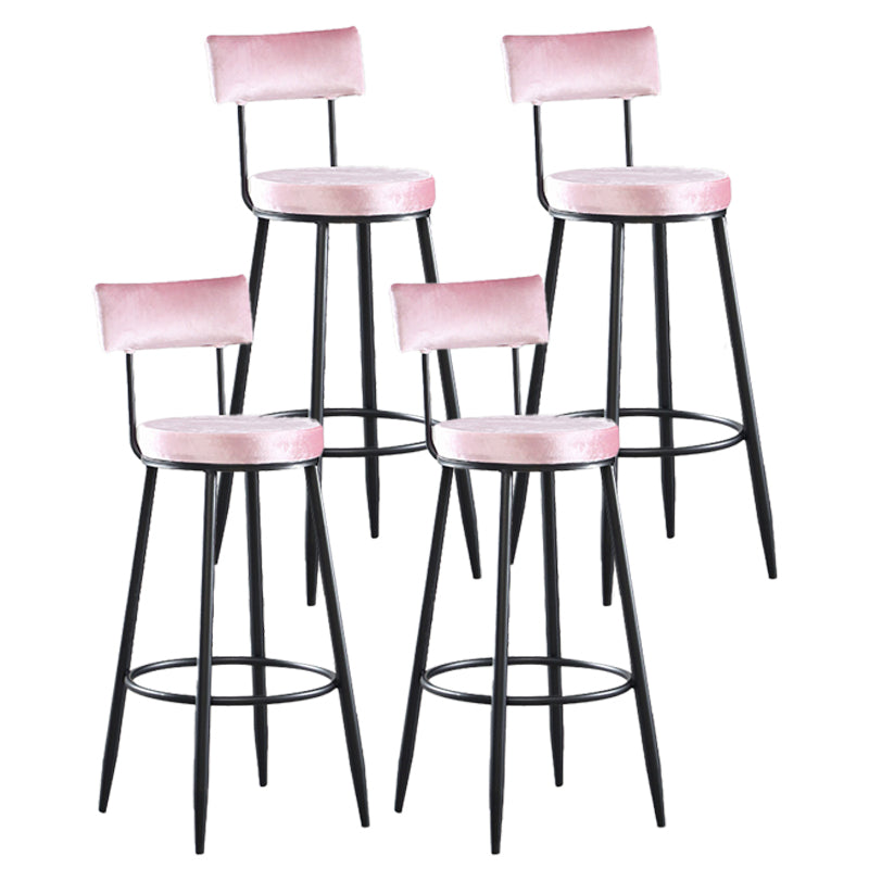 Industrial Metal Footrest Bar Chair Round Upholstered Bar Stool