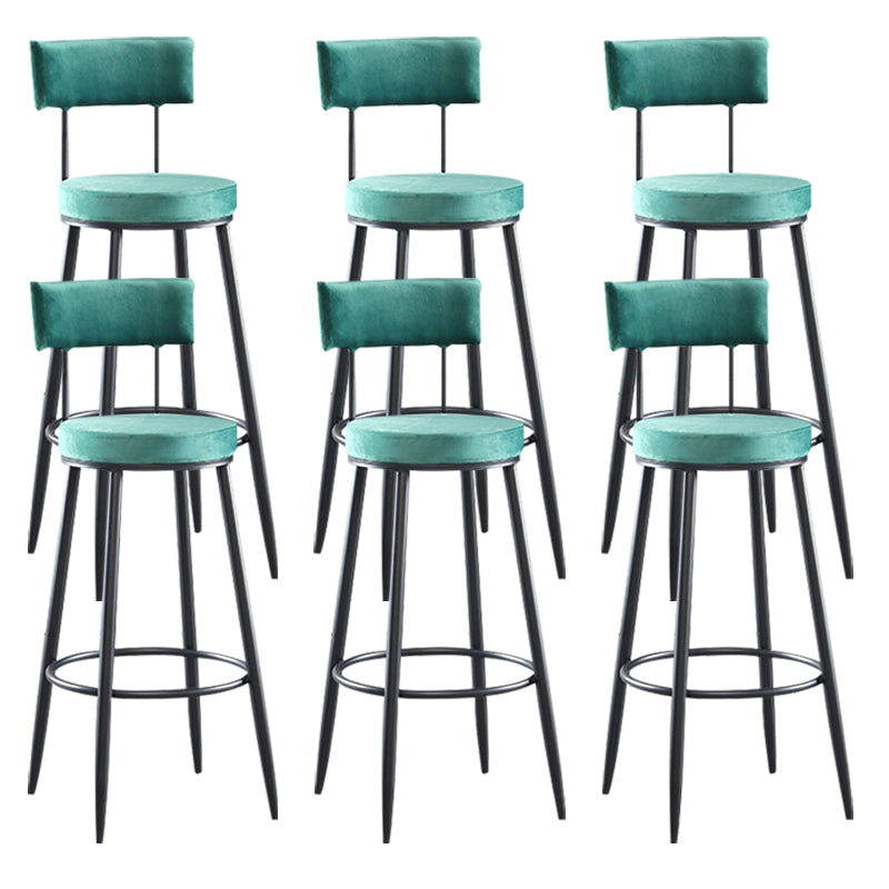 Industrial Metal Footrest Bar Chair Round Upholstered Bar Stool