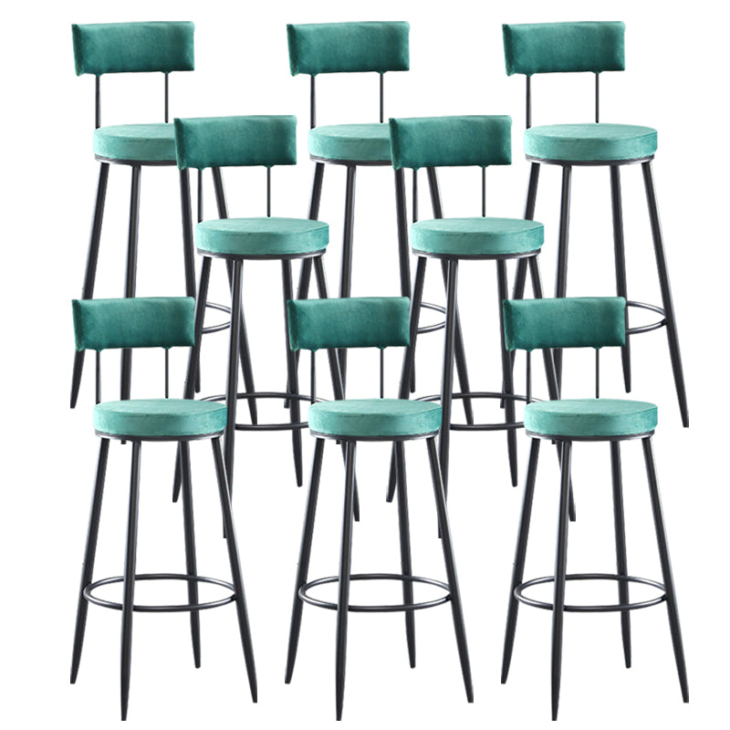 Industrial Metal Footrest Bar Chair Round Upholstered Bar Stool