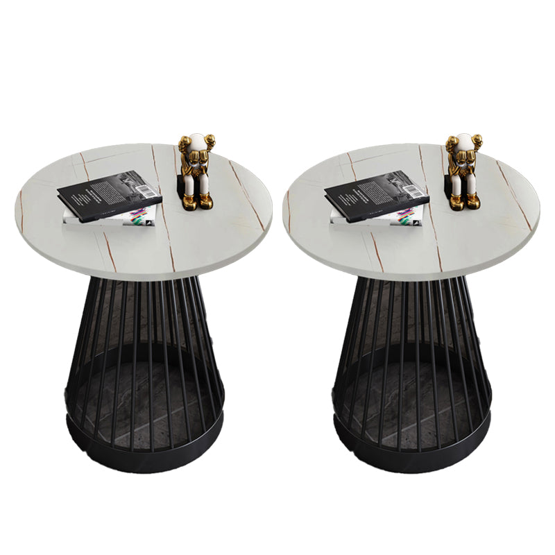 Modern Frame Side Table Slate Round Sofa End Table for Living Room