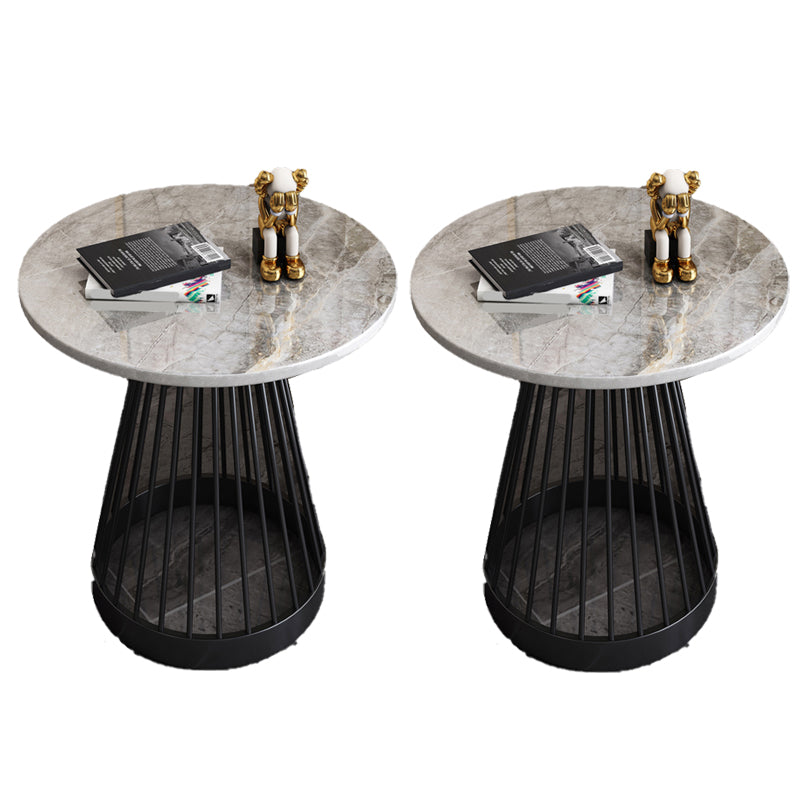 Modern Frame Side Table Slate Round Sofa End Table for Living Room