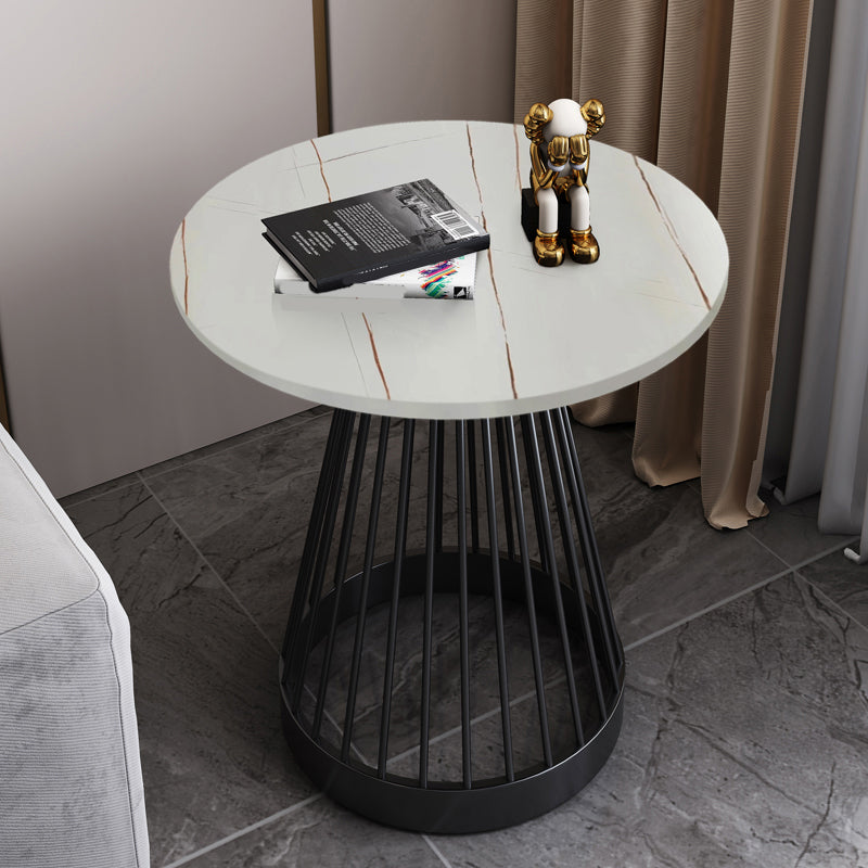 Modern Frame Side Table Slate Round Sofa End Table for Living Room