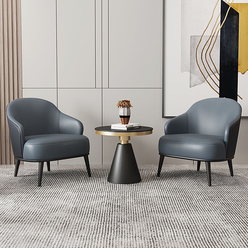 Contemporary Leather Arms Included Sloped Arms Accent Armchair