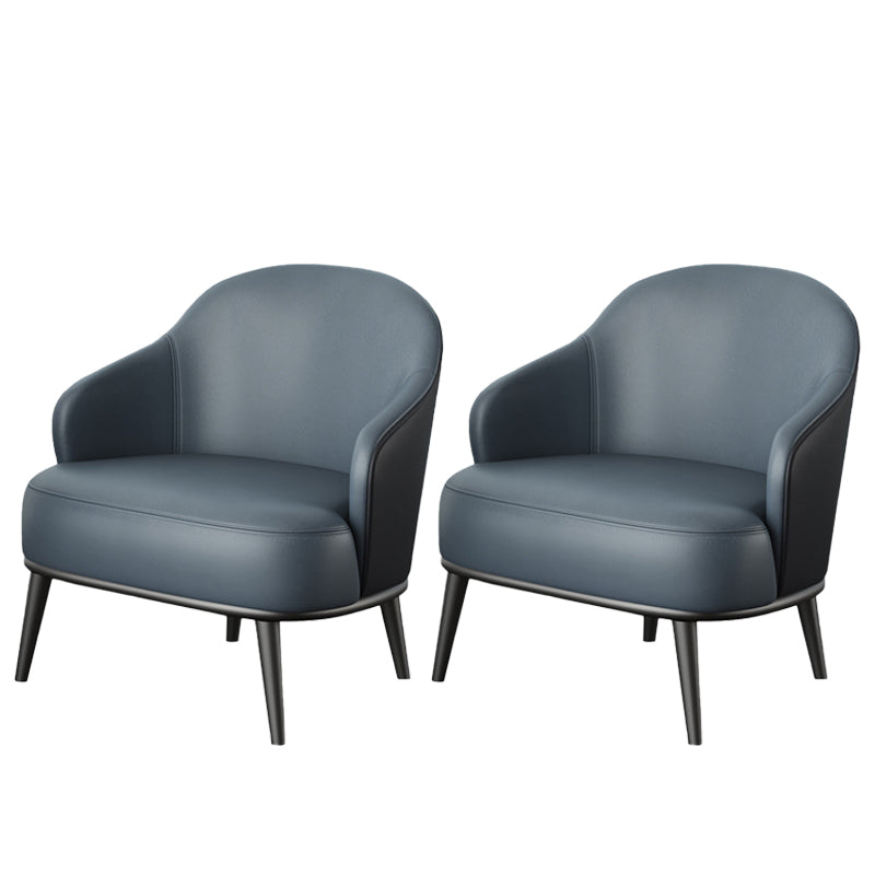 Contemporary Leather Arms Included Sloped Arms Accent Armchair