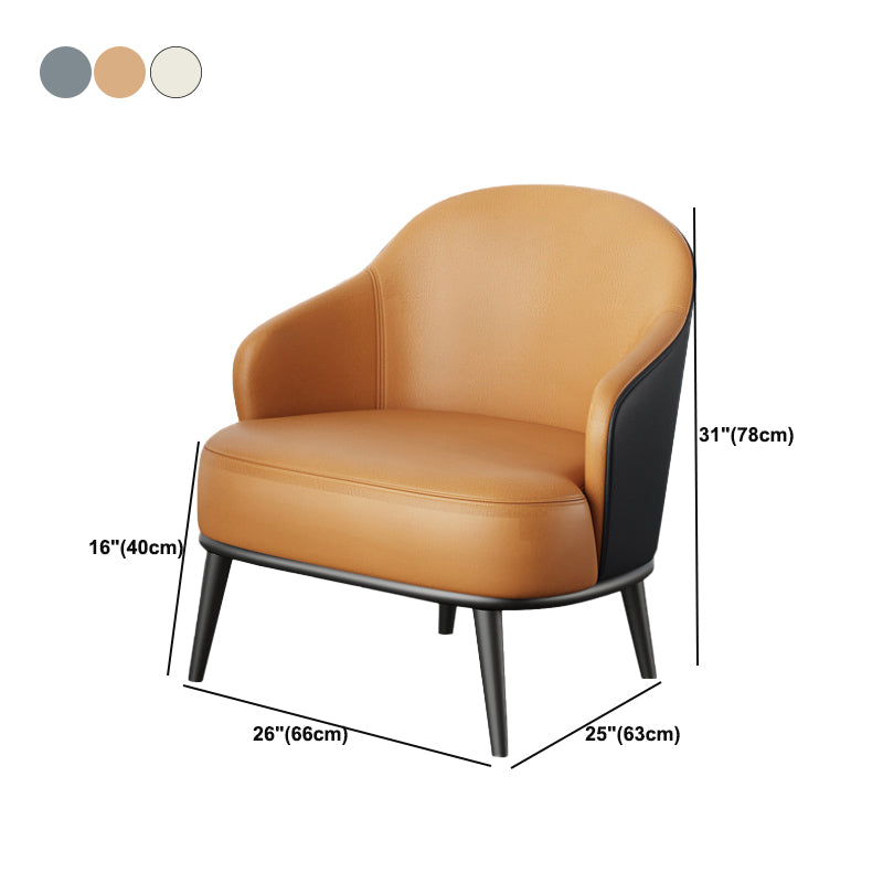 Contemporary Leather Arms Included Sloped Arms Accent Armchair