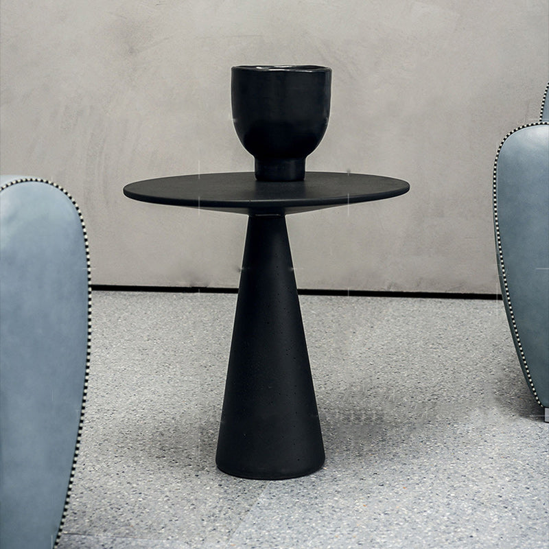 Round Pedestal Base Metal Table Medieval Modern Style Side Table