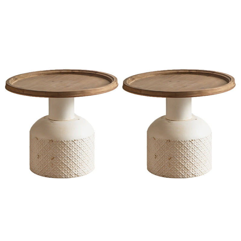 French Country Style Pedestal Base Base Round Old Solid Wood Table