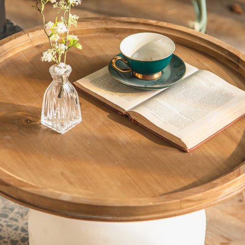 French Country Style Pedestal Base Base Round Old Solid Wood Table