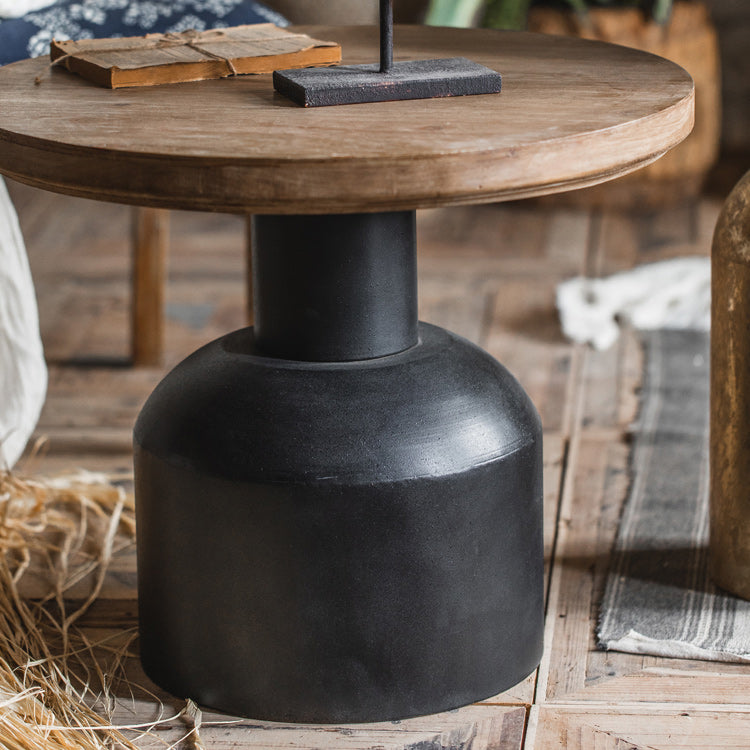 French Country Style Pedestal Base Base Round Old Solid Wood Table