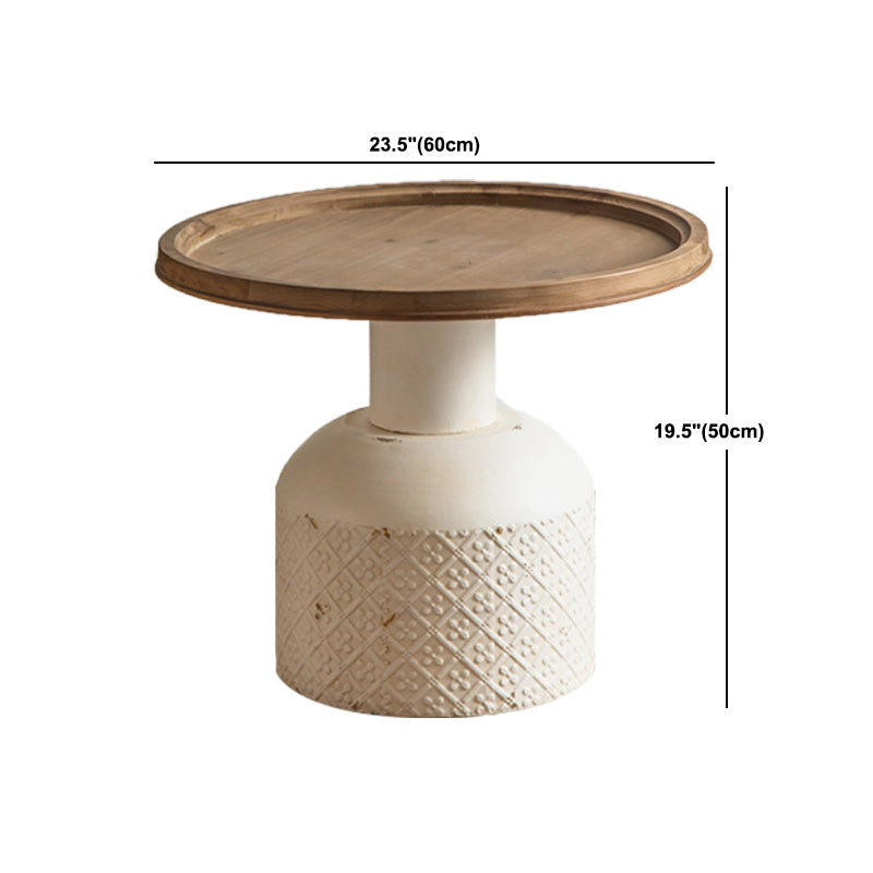 French Country Style Pedestal Base Base Round Old Solid Wood Table