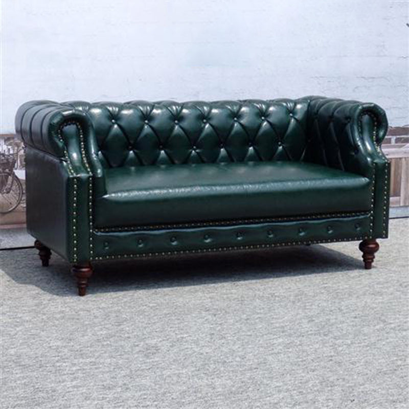 29.13" Wide Tuxedo Arm Sofa Contemporary Genuine Leather Sofa with Tufted Back