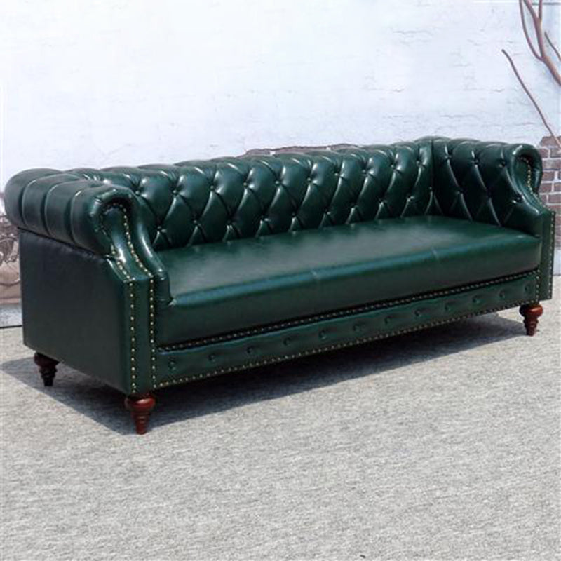 29.13" Wide Tuxedo Arm Sofa Contemporary Genuine Leather Sofa with Tufted Back
