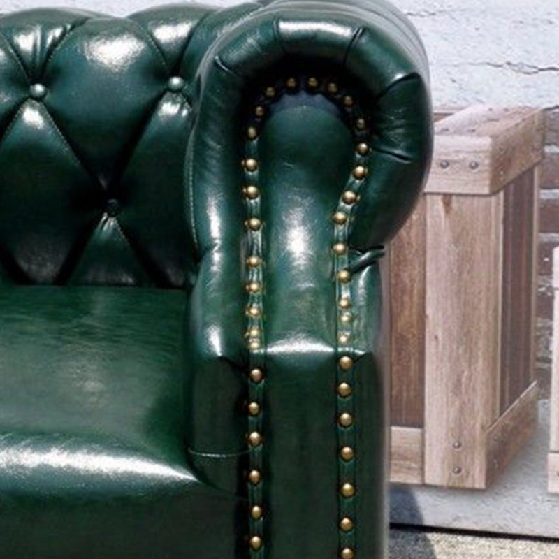 29.13" Wide Tuxedo Arm Sofa Contemporary Genuine Leather Sofa with Tufted Back