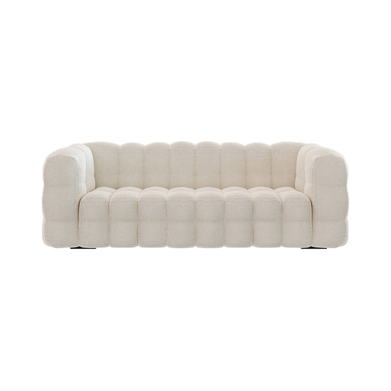Pillow Sewn Back Sofa Contemporary Tuxedo Arm White Wool - 39.37" D