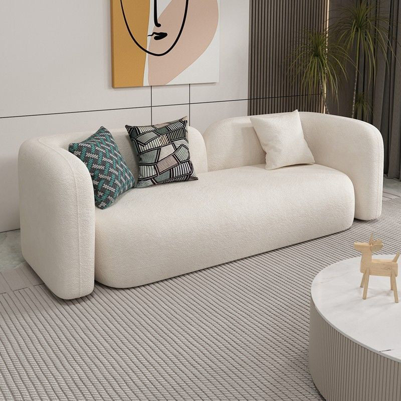 Wool White Tuxedo Arm Sofa Contemporary Standard Sofa with Tight Back