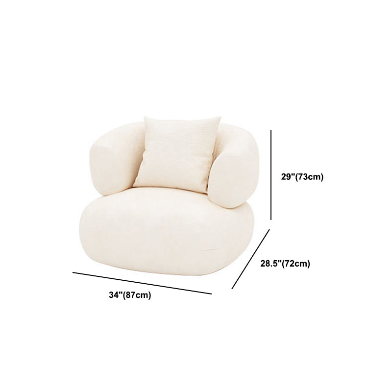 Wool White Tuxedo Arm Sofa Contemporary Standard Sofa with Tight Back