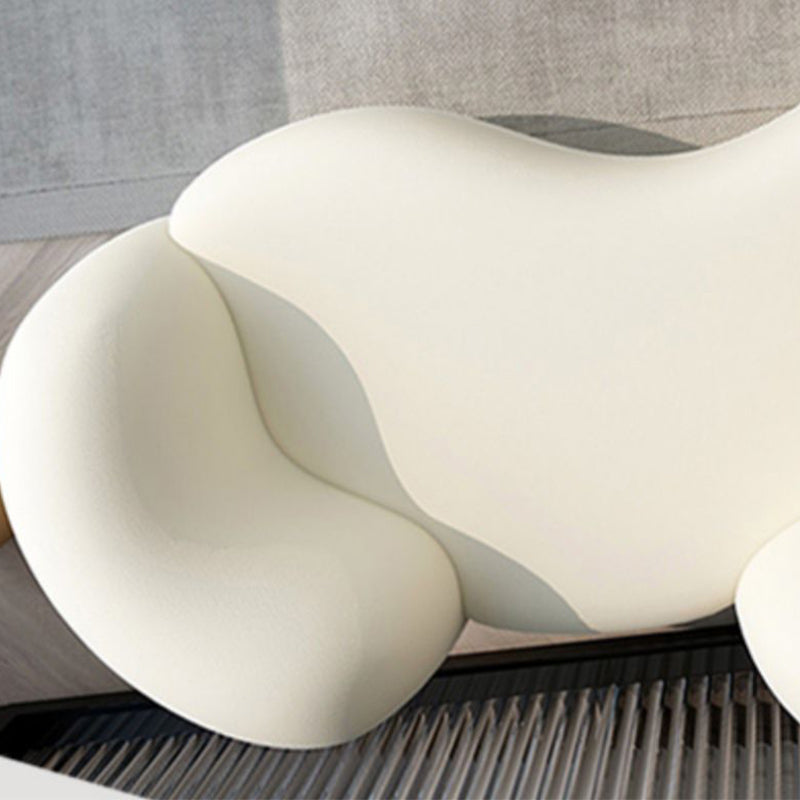 Recessed Arm Curved Sofa for Apartment Beige Contemporary Sofa