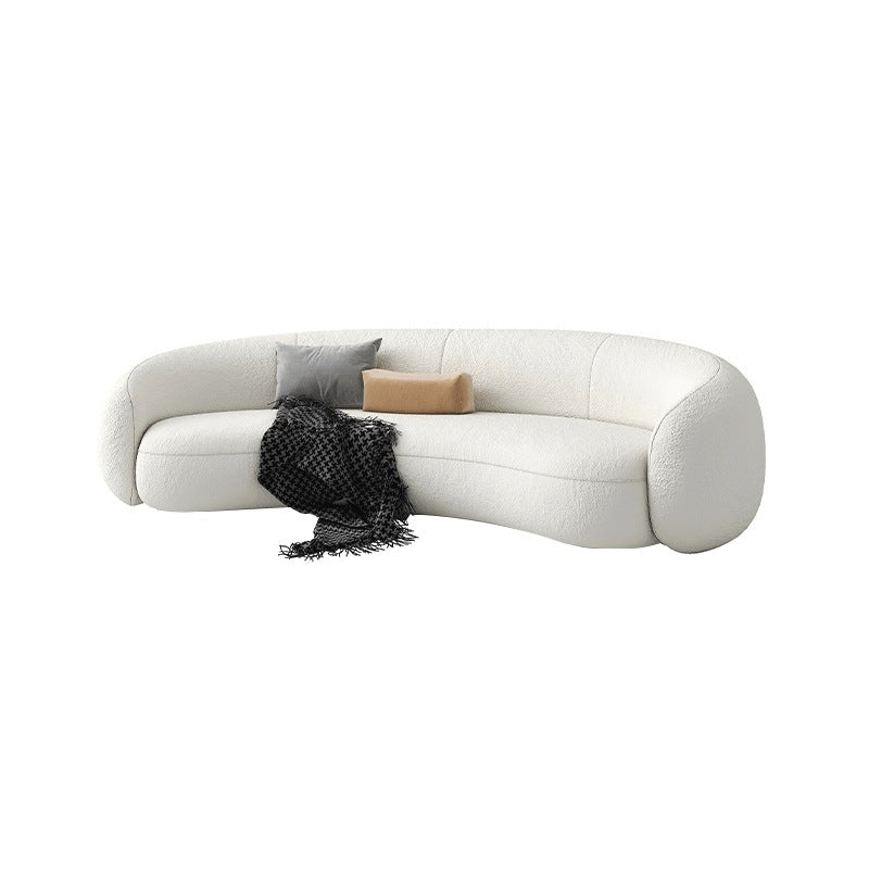 Contemporary Curved Wool Sofa Sloped Armed Sofa in White of 27.56" H