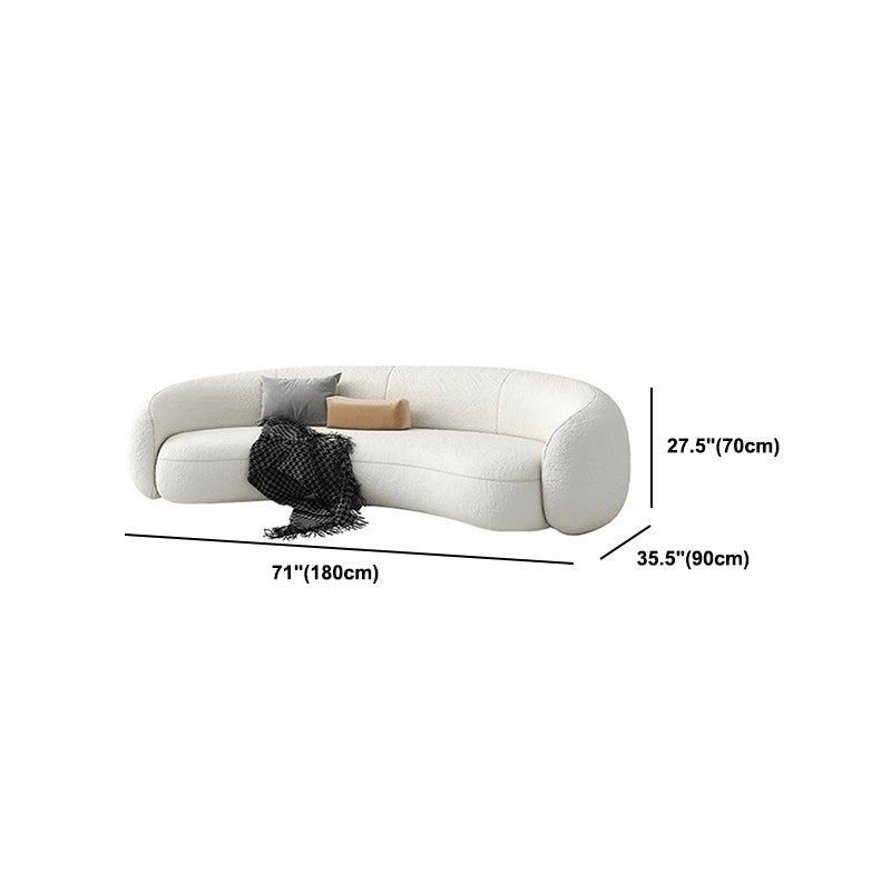 Contemporary Curved Wool Sofa Sloped Armed Sofa in White of 27.56" H