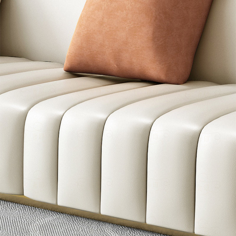 Modern Leather Sofa for Living Room Tuxedo Arm Sofa with Tight Back Seating