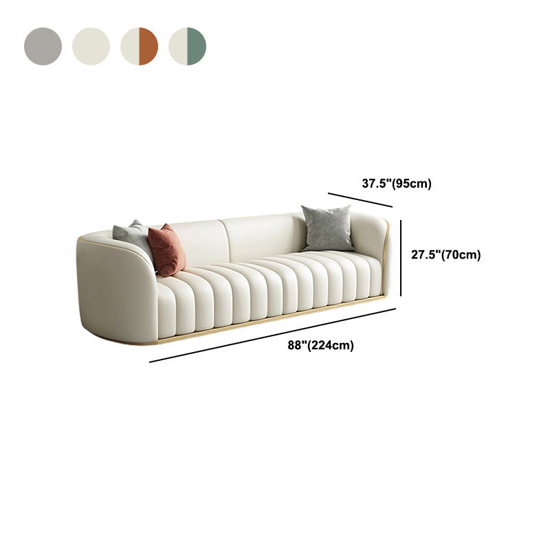 Modern Leather Sofa for Living Room Tuxedo Arm Sofa with Tight Back Seating