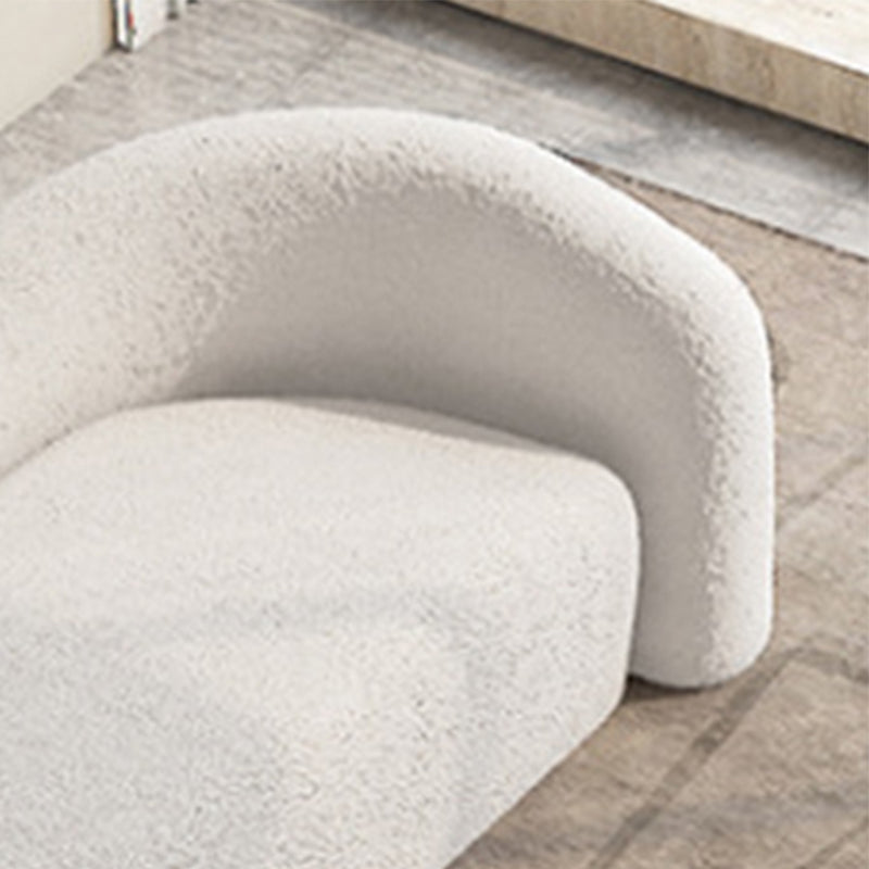 Curved Wool Sofa White Contemporary Sloped Armed Sofa - 33.46" D
