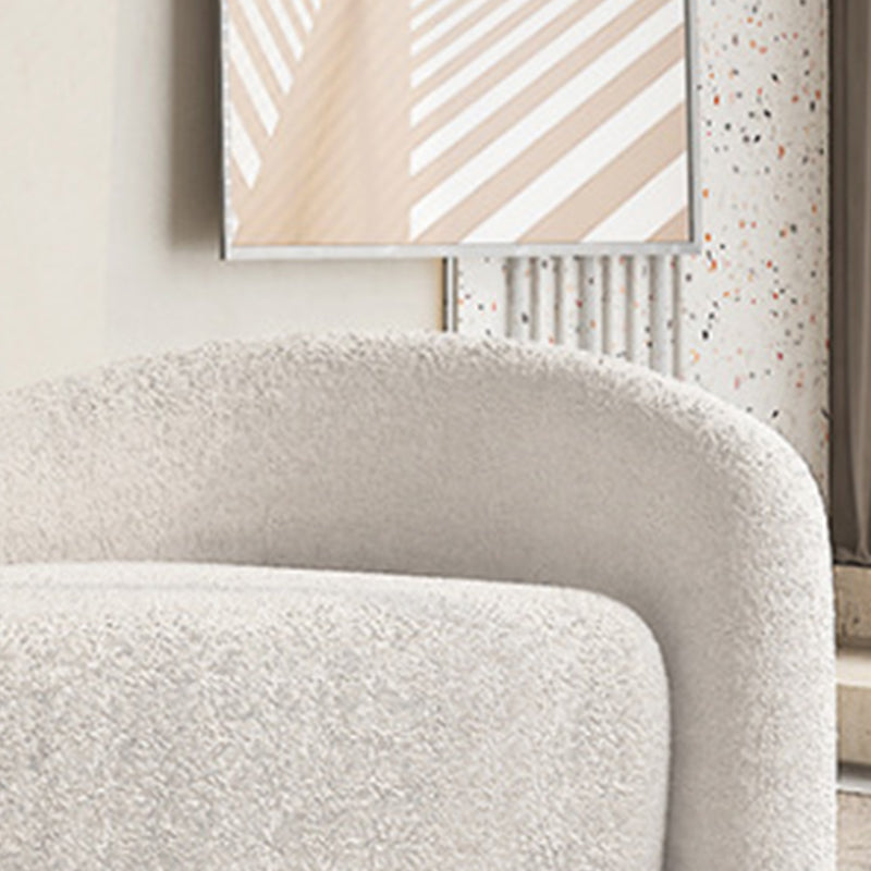 Curved Wool Sofa White Contemporary Sloped Armed Sofa - 33.46" D