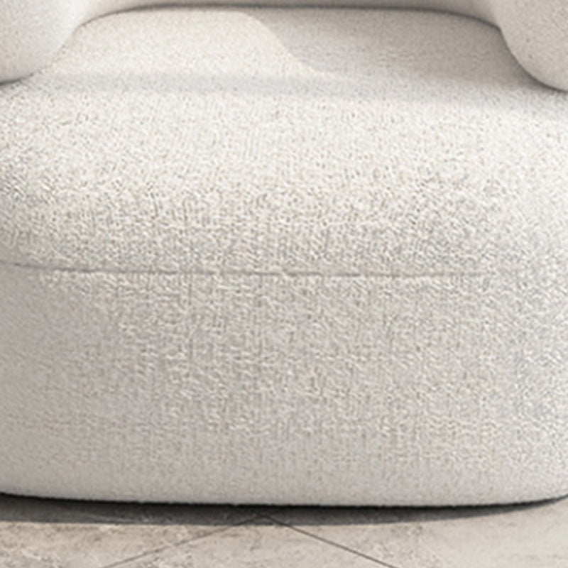 Curved Wool Sofa White Contemporary Sloped Armed Sofa - 33.46" D