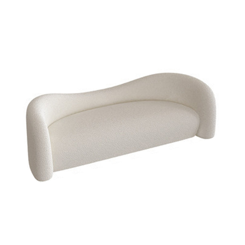 Curved Wool Sofa White Contemporary Sloped Armed Sofa - 33.46" D