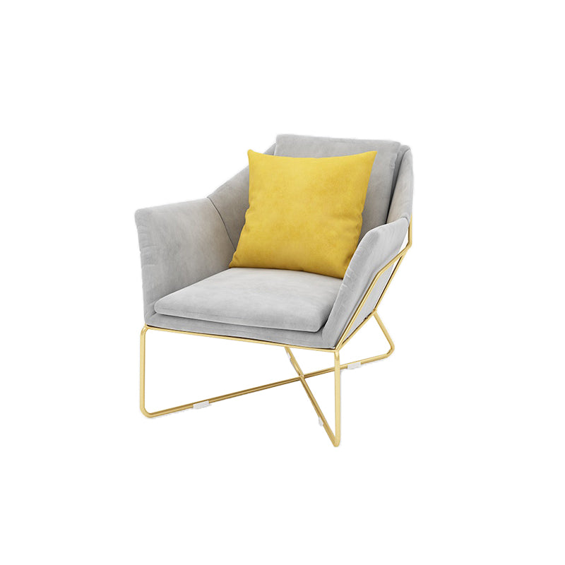 Velvet Modern Curved Sofa in Gray Sloped Arm Arm Seating with Pillows