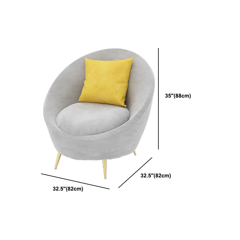 Velvet Modern Curved Sofa in Gray Sloped Arm Arm Seating with Pillows