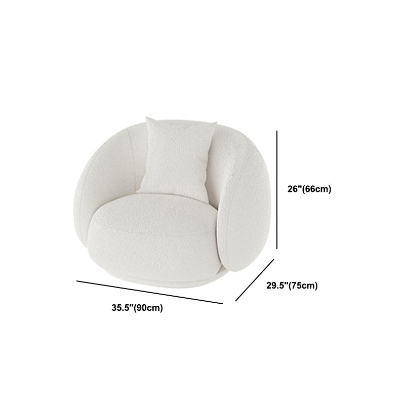 Contemporary Sloped Arm Sofa 25.6" H Curved Back Wool Sofa in White