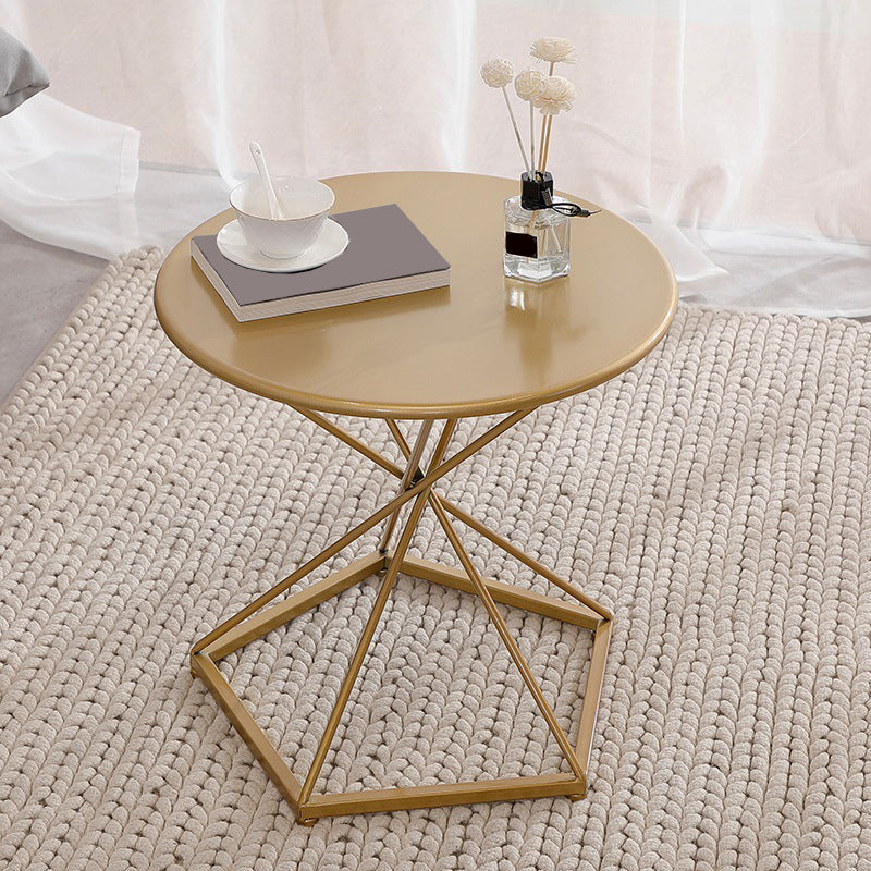 Mid-Century 19.6" Tall Round Top Side Table Metal Frame End Table