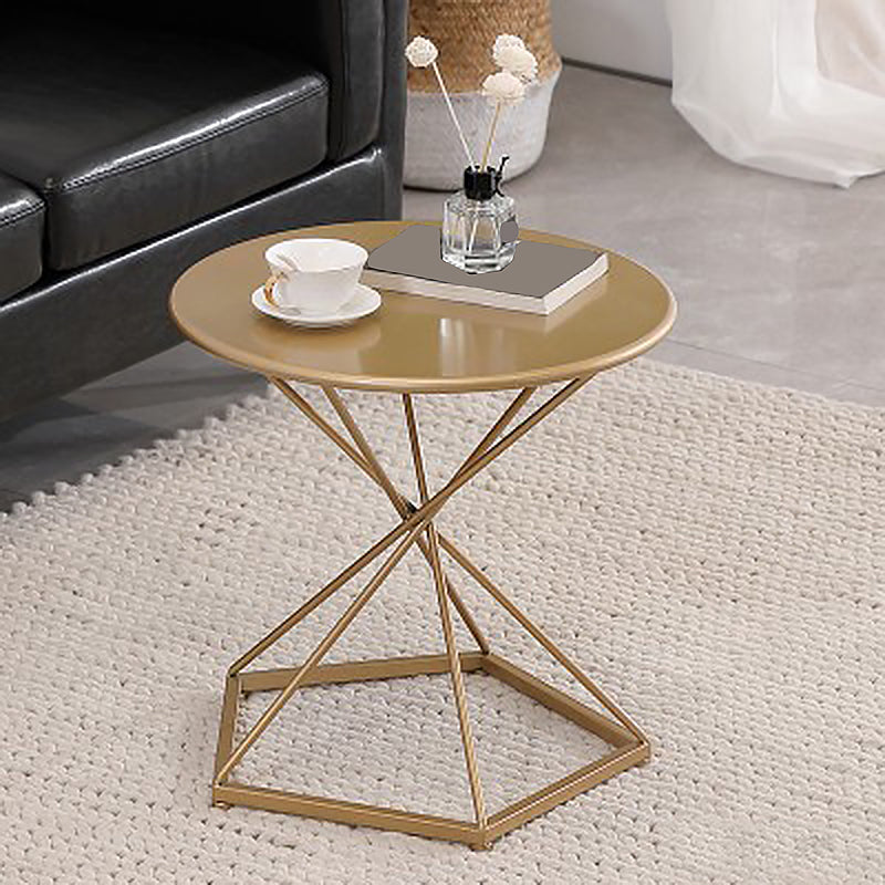 Mid-Century 19.6" Tall Round Top Side Table Metal Frame End Table