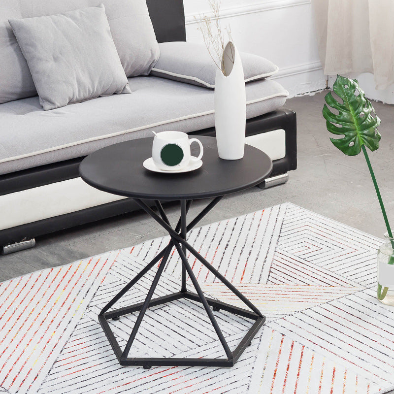Mid-Century 19.6" Tall Round Top Side Table Metal Frame End Table