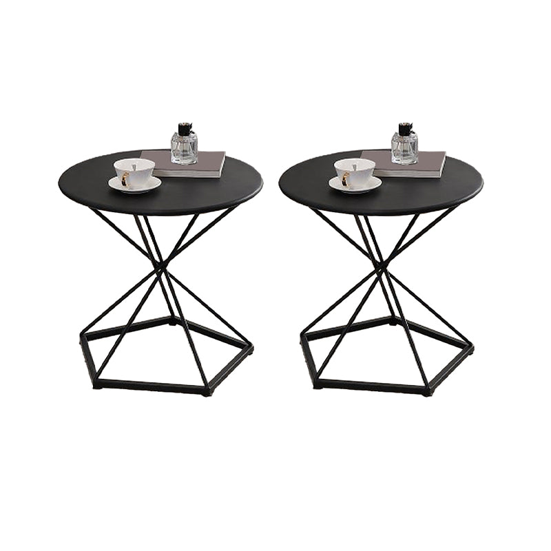 Mid-Century 19.6" Tall Round Top Side Table Metal Frame End Table
