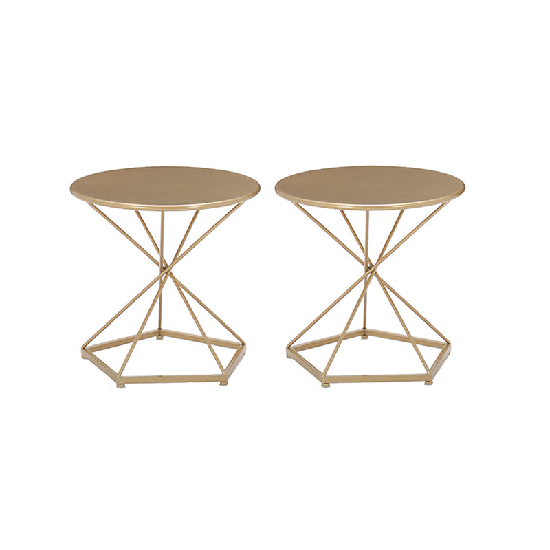 Mid-Century 19.6" Tall Round Top Side Table Metal Frame End Table