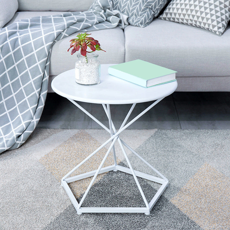 Mid-Century 19.6" Tall Round Top Side Table Metal Frame End Table