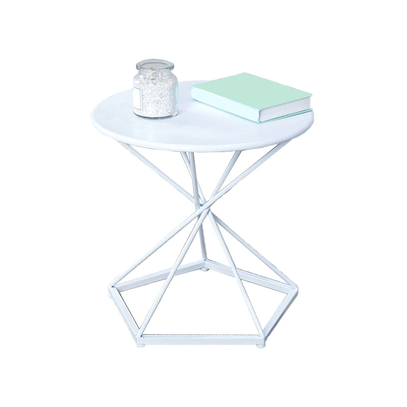 Mid-Century 19.6" Tall Round Top Side Table Metal Frame End Table