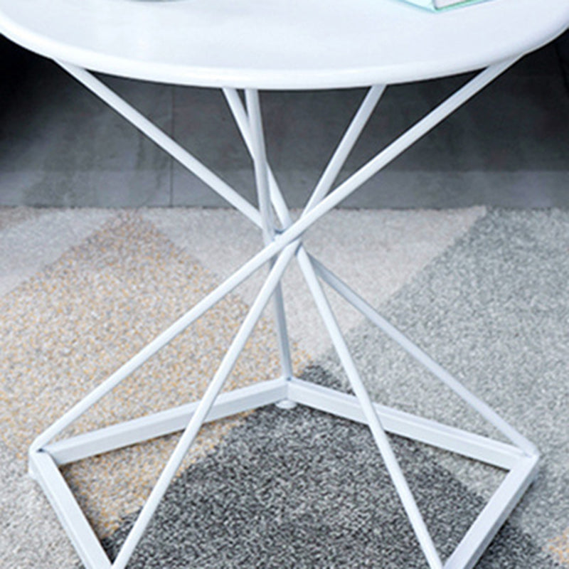 Mid-Century 19.6" Tall Round Top Side Table Metal Frame End Table