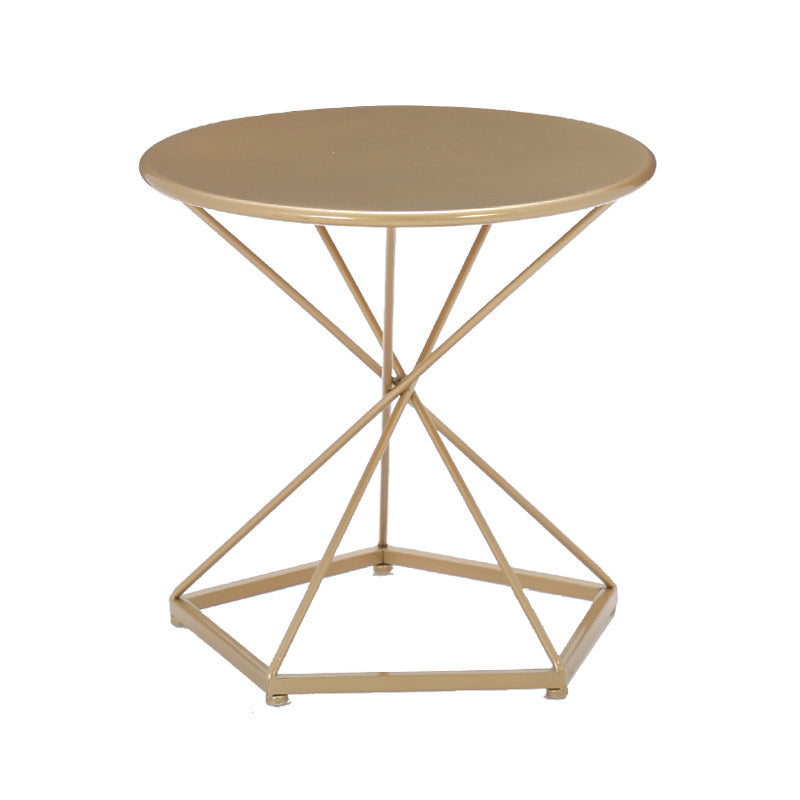 Mid-Century 19.6" Tall Round Top Side Table Metal Frame End Table