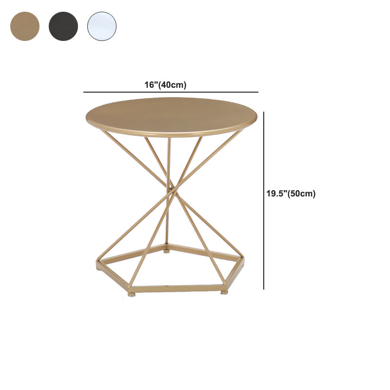 Mid-Century 19.6" Tall Round Top Side Table Metal Frame End Table