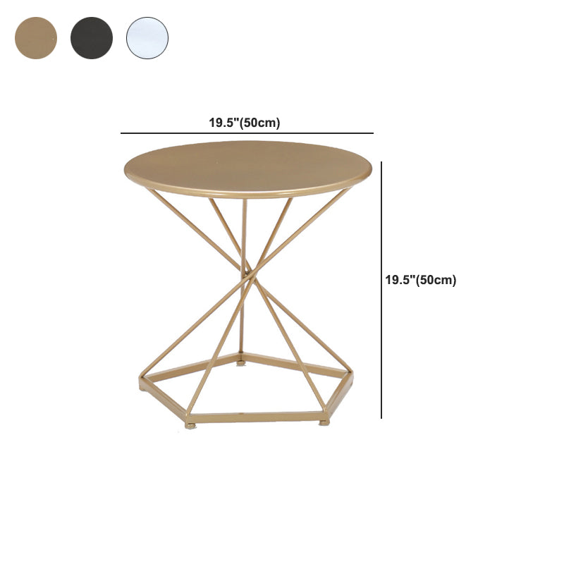 Mid-Century 19.6" Tall Round Top Side Table Metal Frame End Table