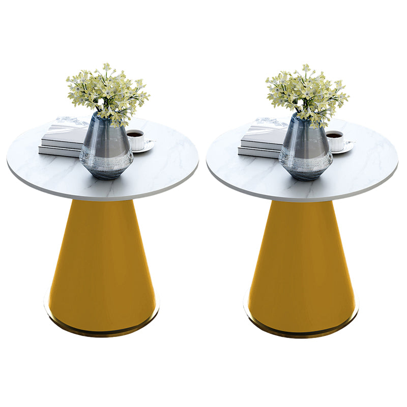 Minimalist Pedestal Side Table Round Slate Sofa End Table for Living Room
