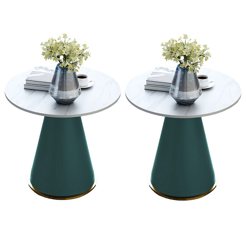 Minimalist Pedestal Side Table Round Slate Sofa End Table for Living Room