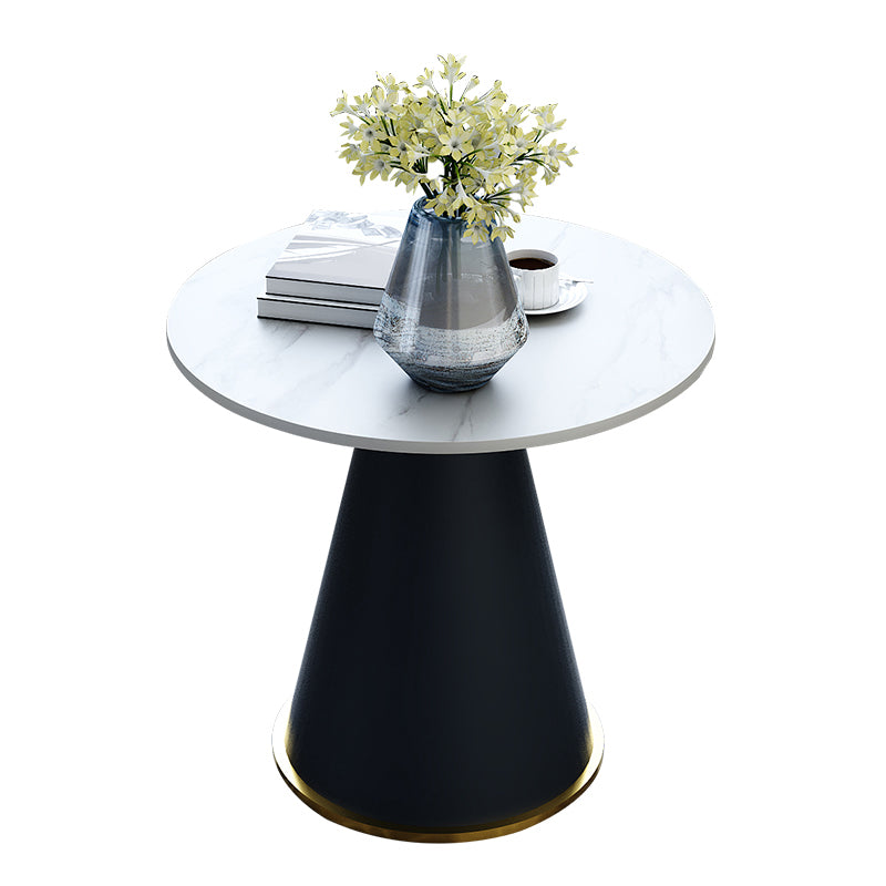 Minimalist Pedestal Side Table Round Slate Sofa End Table for Living Room