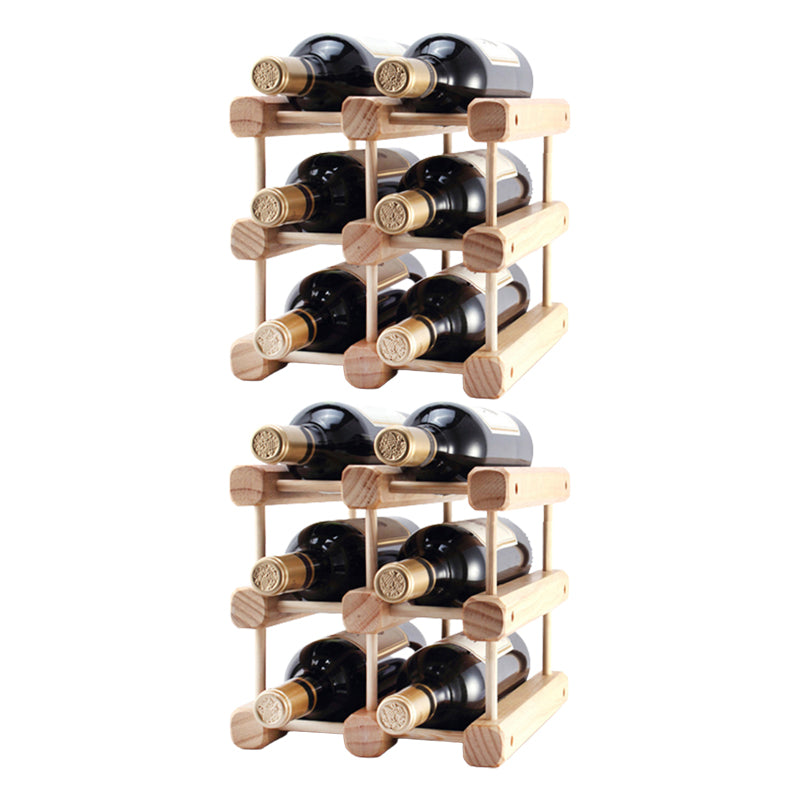Solid Wood Bottle Rack in Natural Wood Pine Bottle Holder Modern 10.2"W