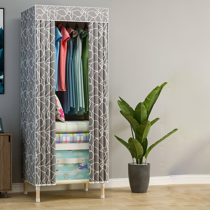 Modern Style Wardrobe Metal 1-Door Wardrobe Closet with Legs